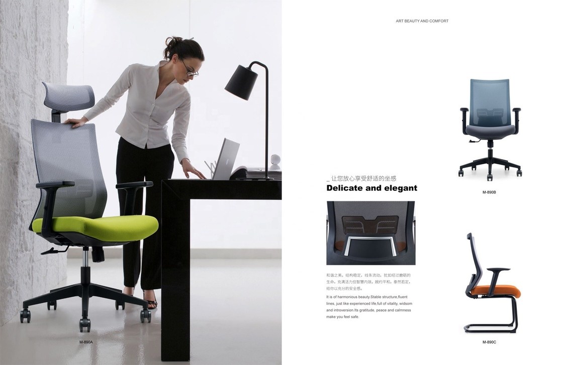 Modern Yüksek Sırt Ergonomik Tasarımı için Düzenlenebilir Koltuk Destesi ve Baş Destesi Ofis Ağı Sandalyesi