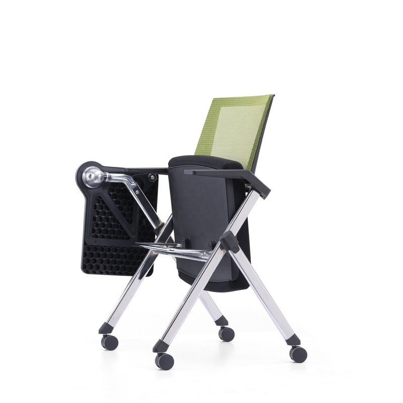Foldable Office Mesh Training Chair With Writing Pad and Tablet for Full Function