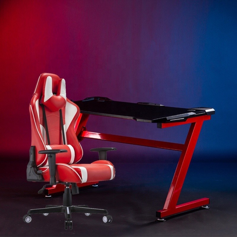 Comfortable E-sports Chair Revolving Professional White PU Leather Racing Gaming Chair