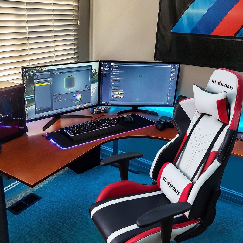 White PU Leather Racing Gaming Chair for Comfortable Gaming in Office/Home/Apartment