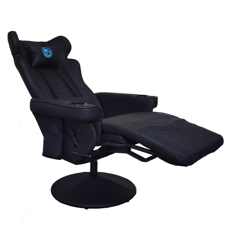 Oyun Odası Olmazsa Olmazı Bardak Tutucu ve Bluetooth Hoparlörlü Tamamen Siyah Lüks Oyuncu Koltuğu