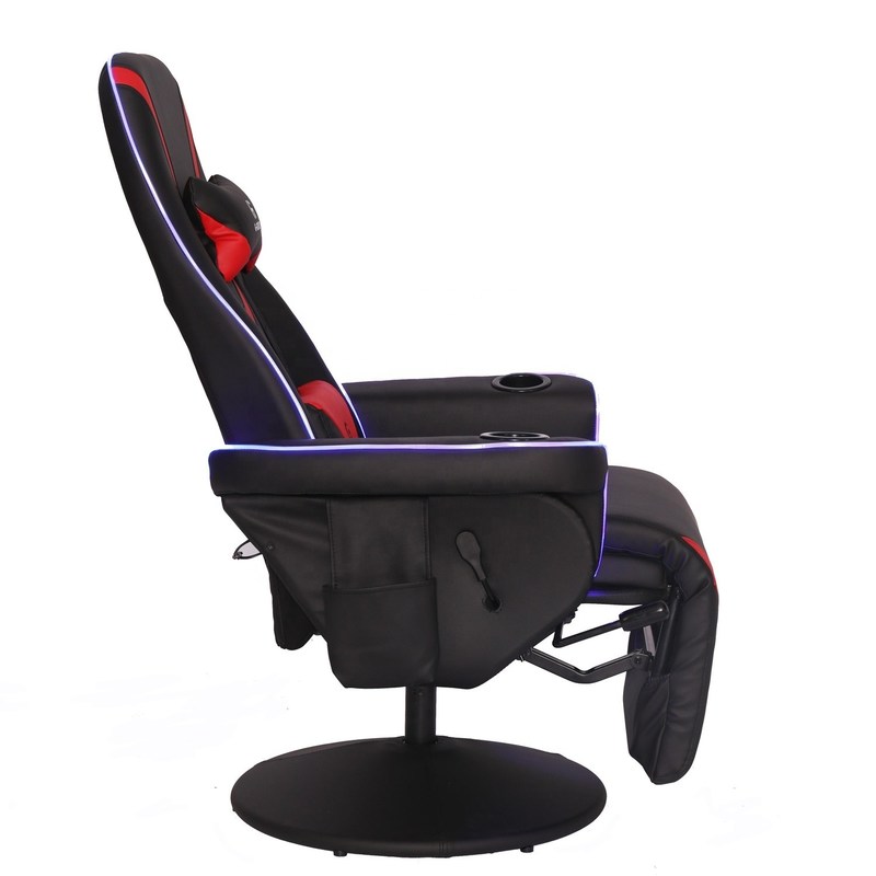 Lüks Siyah / Mavi Yarış Tarzı Oyun Kanepesi, Kupa Sahibi LED Işığı ve Ayak Destesi