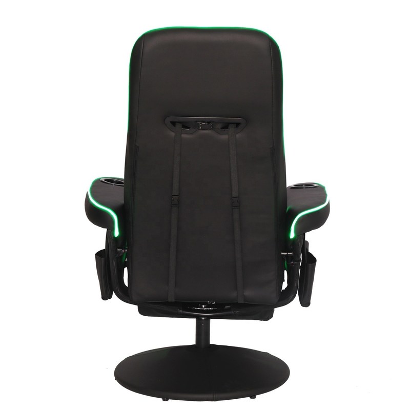 Lüks Siyah / Mavi Yarış Tarzı Oyun Kanepesi, Kupa Sahibi LED Işığı ve Ayak Destesi