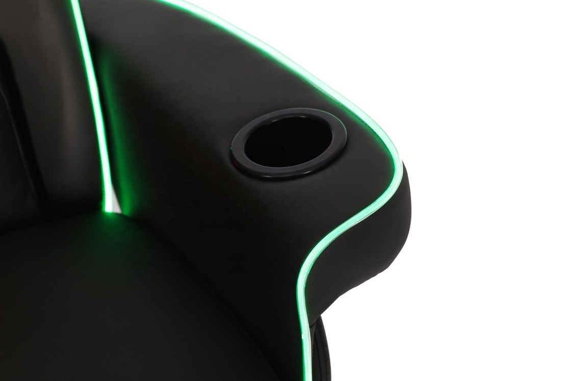 Lüks Siyah / Mavi Yarış Tarzı Oyun Kanepesi, Kupa Sahibi LED Işığı ve Ayak Destesi