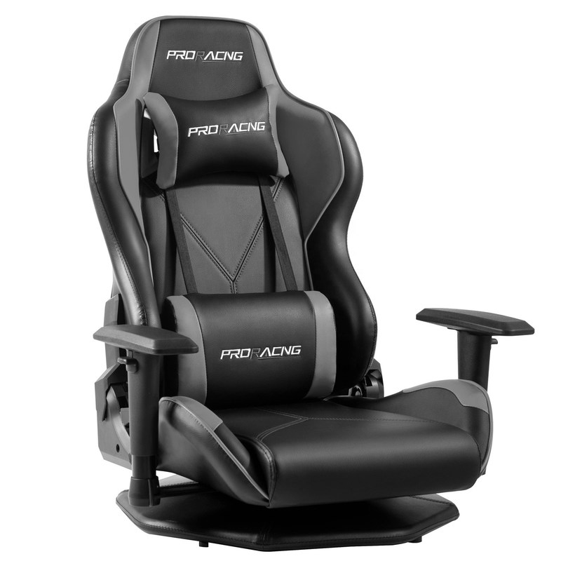 HCYZ Gray PVC Leather Computer Gaming Chair with Rotating Design Affordable and Durable