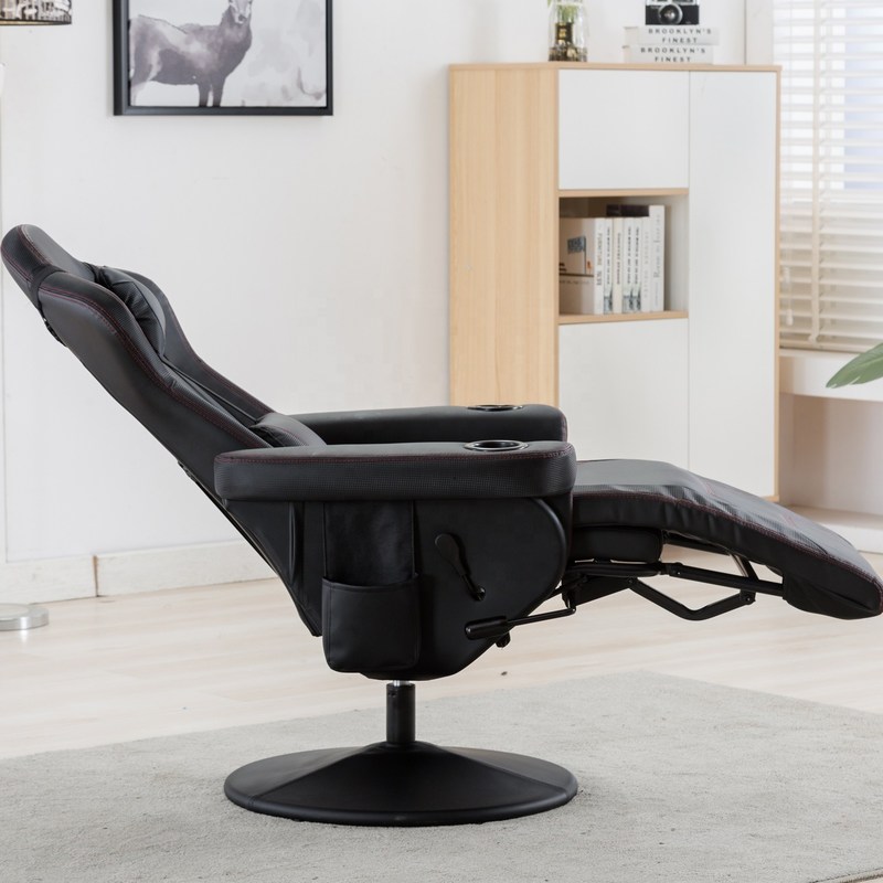 White Racing Style Gaming Chair Executive Office Swivel Seat with Cup Holder and Footrest